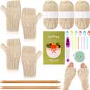 GliCraft Knitting Kit for Beginners Learn to Knit Kit for Adults Gloves Starter Bundle with Step-by-Step Instructions Includes Wool Yarn, Needles & Accessories(Beige)