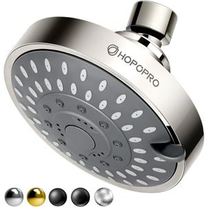 HOPOPRO 5-Mode High Pressure Shower Head - The Washington Post, NBC News, Today TV Show Recommended - High Flow Fixed Showerheads (4 Inch Brushed Nickel)