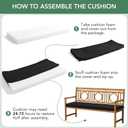 Summsun Outdoor Bench Cushion: Waterproof and Fade Resistant Patio Furniture Cushions - Non-Slip Bench Pad Cushion with Removable Cover for Garden Swing Porch Sofa Settee, 48 x 18 x 3 Inch, Black