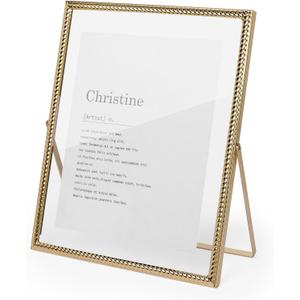 8x10 Picture Frame Gold Floating Frame, 8 by 10 Vertical Gold Metal Photo Frame with Glass Front for Tabletop Display, Elegant Design for Holiday Birthday Wedding Pictures Home Office Decor