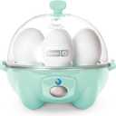 DASH Rapid Egg Cooker: 6 Egg Capacity Electric Egg Cooker for Hard Boiled Eggs, Poached Eggs, Scrambled Eggs, or Omelets with Auto Shut Off Feature - Aqua, 5.5 Inch (DEC005AQ) (6 Eggs)