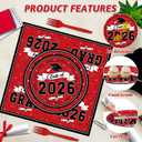 QZYL 122 Pcs Graduation Decorations 2026 Set, Disposable Class of 2026 Graduation Dinnerware, Red Grad Plates and Napkins Forks Tablecloth Congrats Grad Paper Dinnerware Serve 30 Party Decorations