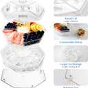 Rotating Serving Tray with Lid with 5 Removable Compartment, Plastic Chilled Veggie Platter,Cold Food Buffet Server for Fruit, Vegetable, Appetizer, Shrimp,Clear Organizer Tray Platter