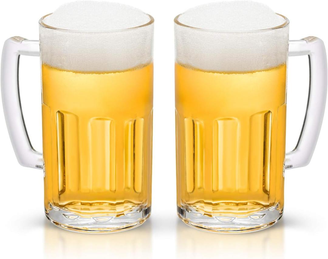 COKTIK 2 Pack Heavy Large Beer Glasses with Handle - 20 Ounce Glass Steins, Classic Beer Mug glasses Set