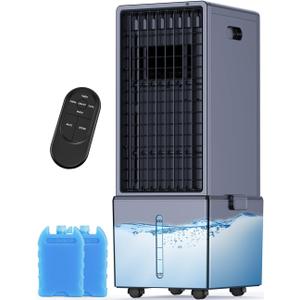4-IN-1 Portable Air Conditioners w/3.2-Gal Tank for 24H Cooling, 4 Powerful Wind Speeds & 4 Modes, LED Touch Screen, Waterless Alert System & 12H Timer, Remote, Evaporative Air Cooler for Home