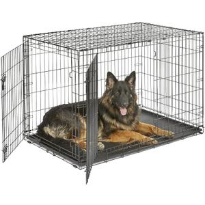 Midwest Homes for Pets 48-Inch New World Crate for Extra-Large Breeds, 90-110 lbs, Double Door Folding Dog Crate, Leak-Proof Tray & Secure Latches, Portable, Durable & Easy to Assemble