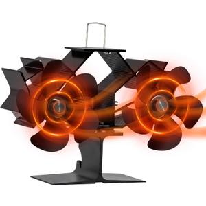 TCFUNDY Wood Stove Fan Heat Powered for Buddy Heater, Dual Motor Fireplace Fan with Bracket Fixed on Propane Space Heater, Quiet Operation Circulating Warm Air, Stove Fan for Wood/Log Burner Stove