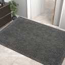 HIYARD Sturdy Front Door Mat, Absorbent Muddy Dirt Resist Welcome Door Mats Outdoor Indoor, Stain and Fade Resistant, Non-Slip Rubber Backing Low Profile Doormat for Entryway, 47×32, Grey