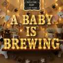 Honoson 14 Pcs a Baby Is Brewing Baby Shower Party Decorations, LED Letter Lights Sign, Table Decor for Gender Reveal, Welcome Boy or Girl, Diaper Party Supplies (Yellow)