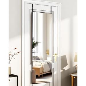 Full Length Mirror - 48"x14" Rectangular Black Over The Door Mirror for Bathroom, Living Room, Bedroom or Locker Room