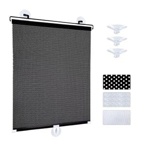Yoebor No Drill Blackout Blind Shade with 3 Suction Cups, Black 50% Shade Temporary Portable Roller Window Curtain for Home Office Car, W22.8 x L49.2