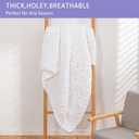 Bigacogo Chunky Knit Throw Blanket for Couch, 40x40 inches, 100% Hand Knitted with Thick Jumbo Chenille Yarn, Cozy Soft Large Rope Knot Cable Crochet Blankets for Sofa Bed Living Room, White