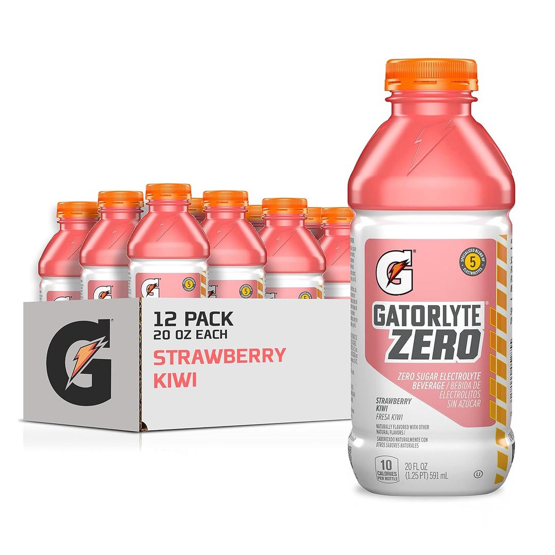 Gatorlyte Zero Electrolyte Beverage, Strawberry Kiwi, Zero Sugar Hydration, Specialized Blend of 5 Electrolytes, No Artificial Sweeteners or Flavors, 20 Oz Bottles (Pack of 12), BB June 19, 2026