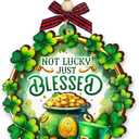 4 x St Patricks Day Decorations - Irish Shamrock Ornaments for Tree - St Patricks Day Gifts for Women Men, Coworkers, Family, Friends, Green Four Leaf Clover Hanging Ornament, Saint Patrick's Party Favor