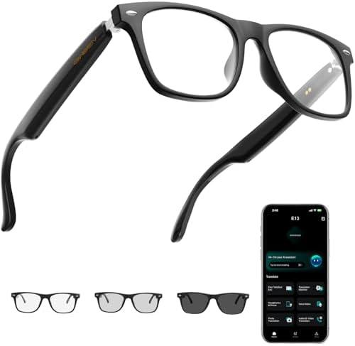 Giwbeiv AI Smart Glasses for Men and Women with Chat GPT, Bluetooth Translation Glasses with 164 Languages and Color-Change Lens, Music Playback, Hands-Free Calls, UV & Blue Light Protection, Black