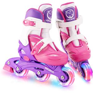 Inline Skates for Girls and Kids, Roller Skates Blades with 4 Size Adjustable Light up Wheels for Kids Girls Beginner Ages 4-8 5-8 6-12 8-12 Indoor Outdoor