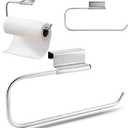 12.4 Inches Cabinet Door Paper Towel Holder No Drill Camper Under Sink Paper Towel Storage Kitchen Tissue Hanger for Bathroom Laundry Room(Color:Silver)