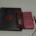 Defencase Compatible with iPhone 13 Case Wallet with RFID Blocking Card Holder for Women and Men, Fashion PU Leather Magnetic Snap Flip Zipper Strap Wallet Phone Case Fit for iPhone 13 6.1", Wine Red