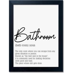 Boswaydeco Bathroom Decor Wall Art Black and White Bathroom Artwork Small Modern Toilet Rules Canvas Print for Guest Washroom (14"L x 11"W, J002)