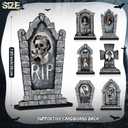 6 Pcs Halloween Graveyard Tombstones Centerpieces with 6 Pcs Scary 3D Changing Face Moving Picture Frame, Rip Gravestone Wooden Table Decoration Halloween Party Home Accessories(Dread)
