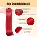Red Clip in Hair Extensions Real Human Hair - 24 Inch Bright Red Real Remy Human Hair,120g 7pcs, Burgundy Straight Clip ins for Women