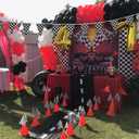 Race Car Birthday Decorations,Racecar Centerpiece Decoration,7in Orange Racing Cones(12),Checkered Flags (24), Racetrack Floor Runner,Checkered Banner,Car Theme Party Supplies(39PCS)