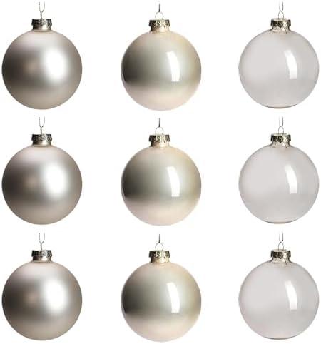 DN DECONATION Glass Christmas Hanging Ball Ornaments 9PCS, 3.15" Champagne | Christmas Ornaments, Christmas Decorative Baubles for Xmas Tree Decoration, Holiday, Wedding Party Gift Decor