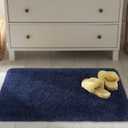 Chicrug Soft Runner Rug for Bedroom Living Room Plush Fluffy Rug 2x4 Feet, Shag Furry Runner Carpet Non Shedding for Nursery Children Kids Girls Room Home Decorative, Navy Blue