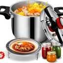 6.34 Quart Stainless Steel Pressure Cooker, Medium Size Stovetop Pressure Cooker, Induction Compatible, Heavy Duty, Even Heat Base for Daily Family Cooking