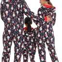 Matching Christmas Onesie Pajamas for Family/Couples, Cute Printed One-piece Pjs, Xmas Holiday Adult Hooded Sleepwear (Blue)