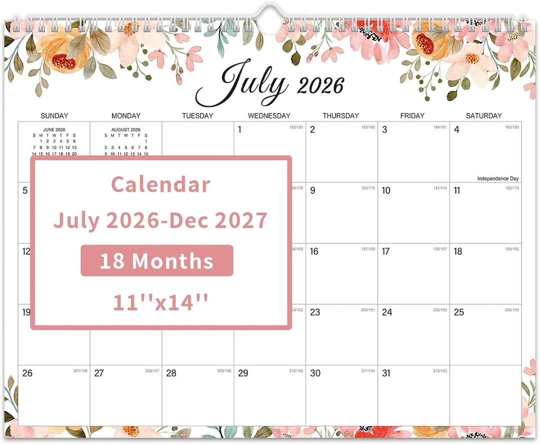 Comix 2026-2027 Wall Calendar, 18 Months Jul 2026 - Dec 2027 Monthly Planner, 120 GSM Thick Paper Lined Blocks, Hanging Calendar for Home Office Classroom, 14 x 11 Inch