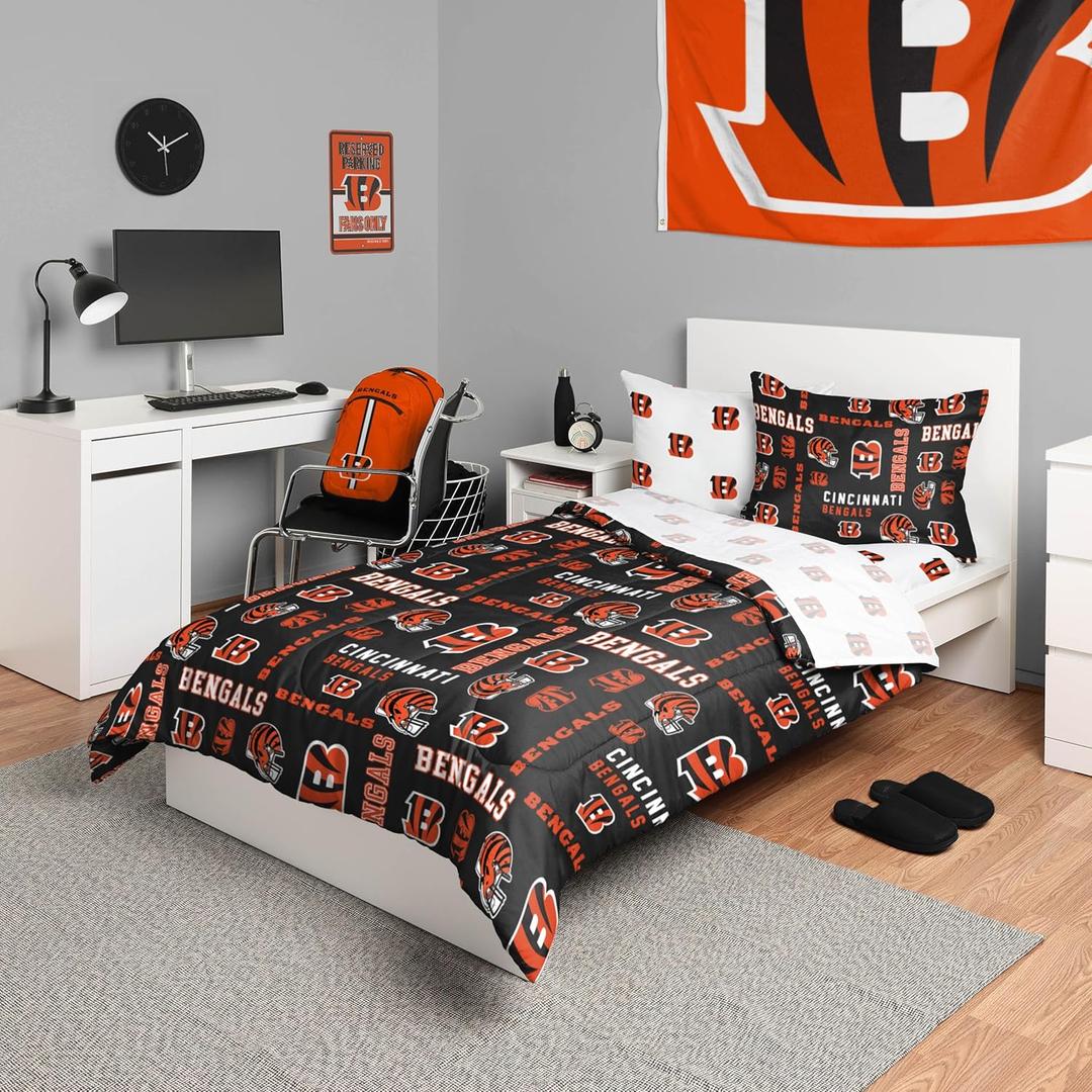 FOCO Unisex-Adult NFL Team Logo Bed in a Bag Comforter, Sheets, Pillow Cases Bedding 5-Piece Set (Twin)
