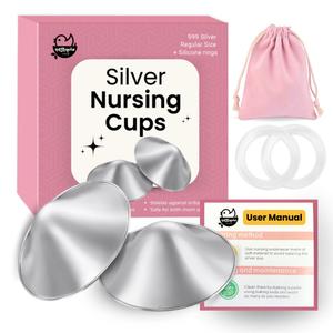 The Original Nestopia Silver Nursing Cups - Nipple Shields for Breastfeeding Newborn - Protect and Soothe Nipples - 999 Silver - Regular Size