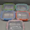 CREST Glass Meal Prep Containers 2 Compartment Set, 5-Pack, 34oz, Glass Bento Boxes for Adults, Divided Glass Lunch Containers with Lids