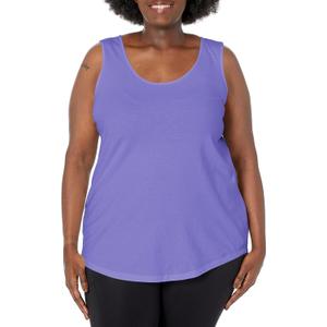 JUST MY SIZE Womens Plus Size Cotton Jersey Shirttail Tank Top, Plus Sleeveless Shirts (32, Petal Purple)