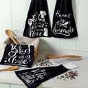 Sratte 4 Pcs Funny Quotes Hanging Kitchen Towels Set Funny Hand Towels with Hanging Loop Kitchen Towel with Saying Dish Towel Oven Stove Gift for Baking Lover Mom Women Home Decor Cooking Housewarming