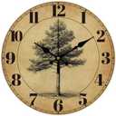 CHGCRAFT Realistic Tree Wall Clock Non-Ticking Clock 12 Inch Round Decorative Clocks Printed Wall Clock for Home Office Decoration