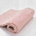 CozeCube Upgraded Shaggy Bath mat for Bathroom Non Slip 36" X 24", Super Soft Quick Dry Bath Rugs, Fluffy Plush Bathroom Rugs Machine Washable, Dusty Pink