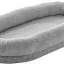 VEVOR Human Dog Bed for Adults and Pets, 67.7"x35"x9.8" Human Size Dog Bed with Washable Faux Rabbit Fur Cover, Egg Orthopedic Foam, Storage Pocket, Light Grey