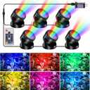 POPOSOAP RGB Underwater Pond Lights with Timer, 20 Colors Dimmable Submersible Led Fountain Lights with IP68 Waterproof, Support Remote Control for Outdoor Ponds Aquarium Garden Pool (6 Headlamps)