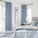 Dusty Blue Pinch Pleated 100% Blackout Linen Curtains for Bedroom 84 Inch Length Room Darkening with Liner Light Blue Window Curtains 84 Inches Long for Living Room Black Out Pleat Drapes Back Tab