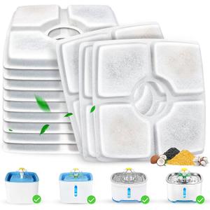 Cat Water Fountain Filter Replacement, 12 Pack Cat Fountain Filters Compatible with Square 84oz/2.5L Automatic Pet Fountain Dog Water Dispenser, 3 Filtration System Replacement Pet Filters