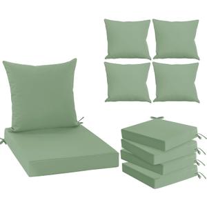Outdoor Chair Cushions Set of 4, Waterproof Back Pillow and Seat Cushion Set for Patio Furniture, Outdoor Sofa Replacement Cushions with Removable Cover, 24 x 24 Inch, Sage Green
