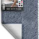 Hearth & Harbor Bathroom Rugs, Chenille Bath Mat - Machine Washable Bath Mats for Bathroom Non-Slip Backing Rubber, Quick Dry Bathroom Mat, 17 x 24 - Stone Blue