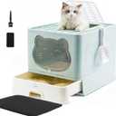 Hooded Fully Enclosed Cat Litter Box with Drawer, Extra Large Odor Control Indoor Litter Tray, Privacy Covered Toilet with Scoop for Cats Under 17.6Ib(8kg)