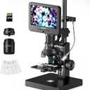 JL266S 5 Lens HDMI Digital Microscope 5000X, 24MP Biological Microscope for Adults Kids Home Lab, Coin Microscopes Full View with 7'' Screen, Windows PC Compatible, 32GB Card