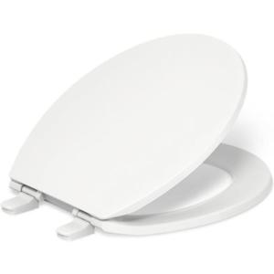 KOHLER 20111-0 Brevia, Slow Close Toilet Seat, Round Toilet Seat, Grip-Tight Bumpers Quick-Attach Hardware, White