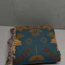 Boho Throw Blanket for Bed Couch 100% Cotton Woven Bed Throws for All Season Lightweight and Soft Cozy Farmhouse Reversible Muslin Decorative Blanket for Travel Picnic, Teal/Cream, 60''x80'' (Animal Spring Bird)