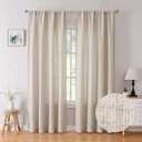 Tollpiz Linen Curtain Bedroom Rod Pocket Semi Sheer Curtains Burlap Light Filtering Thick Linen Drape for Living Room, 38 x 84 inches Long, Natural, Set of 2 Panels