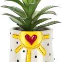 DEMDACO Heartful Home by Tracy Pesche Collection Yellow Sun Black Dot 2 x 1.5 Stoneware Decorative Home Table Top Dcor
